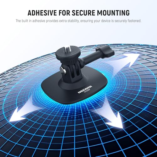 NEEWER Adhesive Mount Compatible with Insta 360 GoPro DJI AKASO Action Camera, 180° Tilt Flexible Car Helmet Holder Base Adapter for POV Video Recording Live Streaming, for 1/4" Accessories, CA159 - style: CA159（1-Pack）