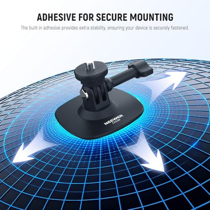 NEEWER Adhesive Mount Compatible with Insta 360 GoPro DJI AKASO Action Camera, 180° Tilt Flexible Car Helmet Holder Base Adapter for POV Video Recording Live Streaming, for 1/4" Accessories, CA159 - style: CA159（1-Pack）