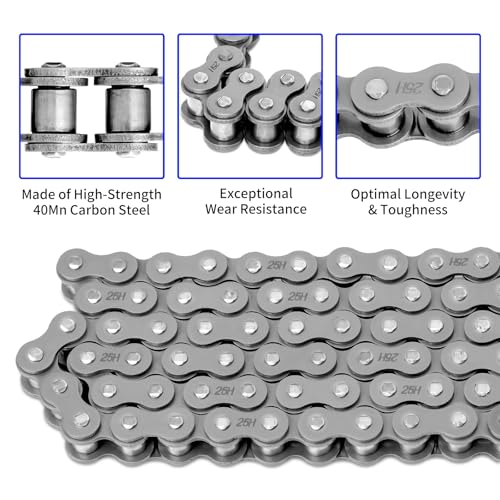 25 Roller Chain 3 Feet with 10 Connecting Link and Chain Breaker, #25 Drive Chain Compatible with Razor 50cc MX500 MX650 SX500 Rocket Bike, Fit for Go Karts/Mini Bikes/Dirt Bike/Scooters/ATV - size: 144 Link