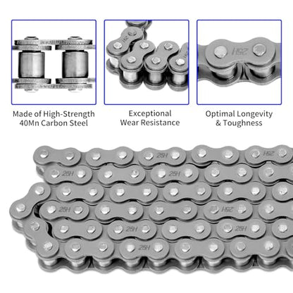 25 Roller Chain 3 Feet with 10 Connecting Link and Chain Breaker, #25 Drive Chain Compatible with Razor 50cc MX500 MX650 SX500 Rocket Bike, Fit for Go Karts/Mini Bikes/Dirt Bike/Scooters/ATV - size: 144 Link