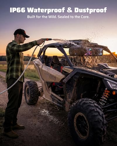 Ehaho 26 Inch 6 Speaker UTV Sound Bar, Bluetooth Golf Cart Speakers [Color Changing RGB & Strobe Light] IP66 Waterproof ATV Speaker System, SXS SoundBar Compatible with Polaris RZR CFmoto Can-Am - size: 26IN
