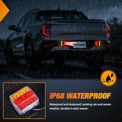 Nilight Magnetic LED Trailer Towing Light Kit 24ft Cable with 7 Pin Plug Tail Stop Amber Turn Signal License Plate Lights on 12V RV Pickup Trucks Marine Boats (5 Wire System) - color: Magnetic Trailer Lights 7 Pin