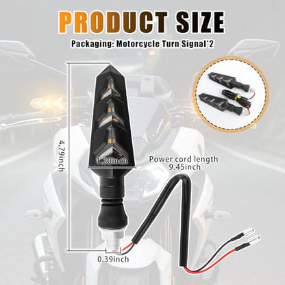 4PCS Y Shape Motorcycle Turn Signals LED,12V Motorcycle Blinkers | Flowing Motorcycles Front Turn Signals,Amber LED Lights,Universal Fits Motorbike Scooter Off Road