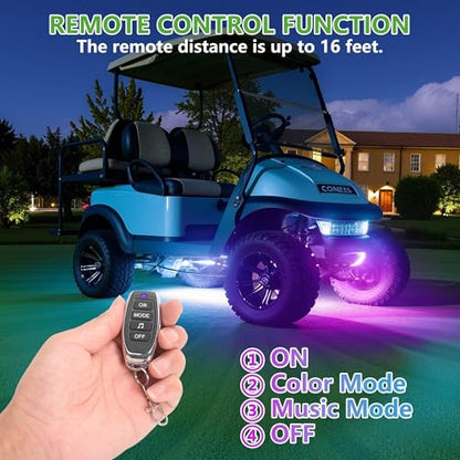 10L0L 2PCS Golf Cart Underglow LED Light Kit, Underbody RGB Strip Lights, 24-Mode Neon Accent Lighting, Music Sync, Wireless Remote, IP67 Waterproof, 12V-80V Input for EZGO Yamaha Club Car - style: 2 Pack(Underbody)