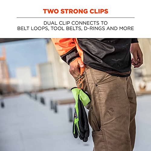 Ergodyne Squids 3420 Swiveling Glove Clip Holder with Dual Clips - color: Orange - Single, size: 1 Count (Pack of 2)