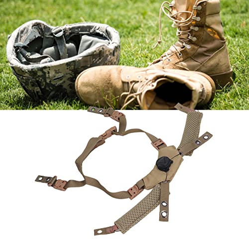 Helmet Chin Strap for Fast MICH Wendy Helmet, 4 Points Tactical Helmet Accessories Retention System Chin Strap, Helmet General Suspension Lanyard with 4 Sets of Fastening Screws - color: Tan