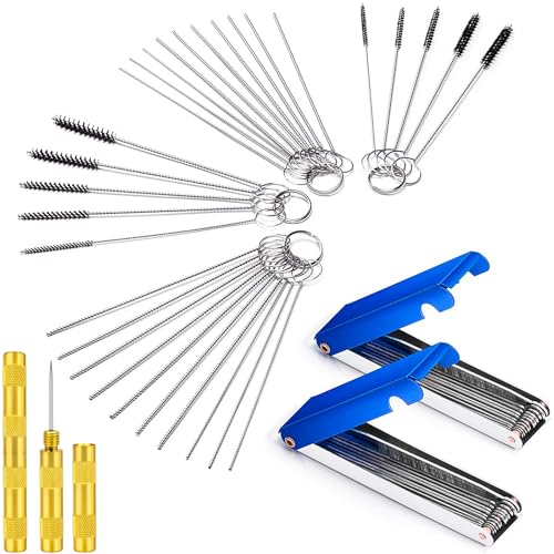 Carburetor Cleaning Kit, Carbon Dirt Jet Remove Cleaner, 26 Cleaning Wires Set, 20 Cleaning Needles 10Nylon Brushes 2 Sharp Pick, For Motorcycle ATV Moped Welder Carb