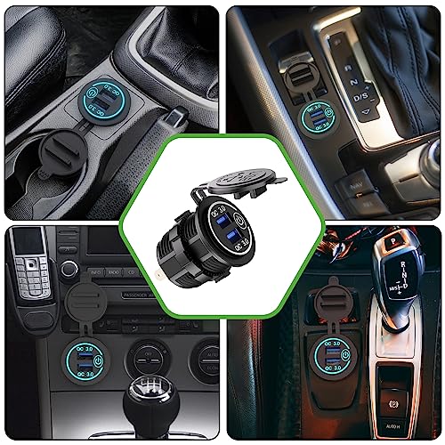 10L0L 12V USB Outlet Quick Charge 3.0 Dual USB Charger Socket with On/Off Switch & Blue LED, Waterproof Power Port for Golf Cart EZGO Club Car Yamaha UTV ATV Boat Truck Motorcycle - color: Dual USB