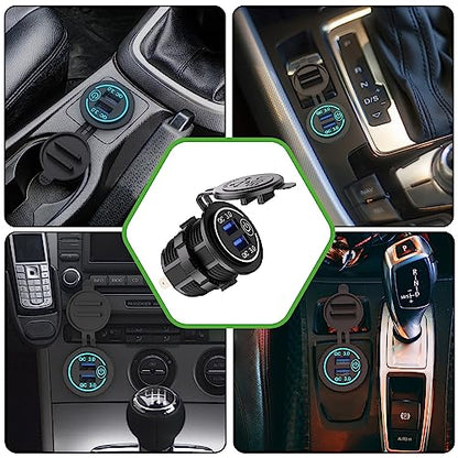 10L0L 12V USB Outlet Quick Charge 3.0 Dual USB Charger Socket with On/Off Switch & Blue LED, Waterproof Power Port for Golf Cart EZGO Club Car Yamaha UTV ATV Boat Truck Motorcycle - color: Dual USB