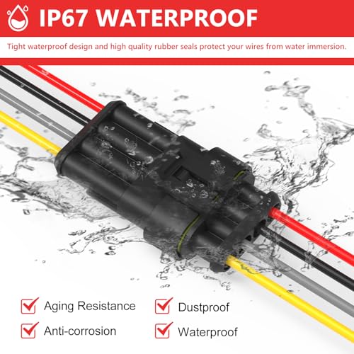 4 Pin Waterproof Electrical Wire Connectors 10 Pack Weather Pack Connectors Kit 20AWG Male and Female Automotive Wire Connectors for Car Truck Motorcycle Boat Auto Wiring - size: 4pin-10Pack
