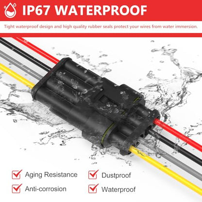4 Pin Waterproof Electrical Wire Connectors 10 Pack Weather Pack Connectors Kit 20AWG Male and Female Automotive Wire Connectors for Car Truck Motorcycle Boat Auto Wiring - size: 4pin-10Pack
