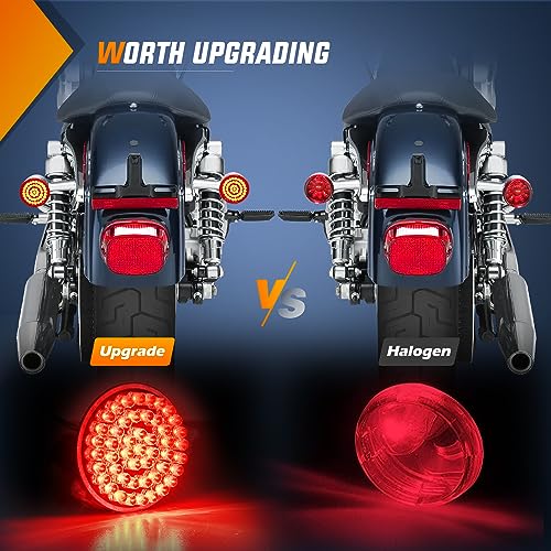 Nilight LED Turn Signal Rear Brake Running Lights 1157 Double Contacts Plug and Play for Harley Davidson Dyna Sportster Touring Street Glide Road King Iron 883 - color: Clear turn signal light