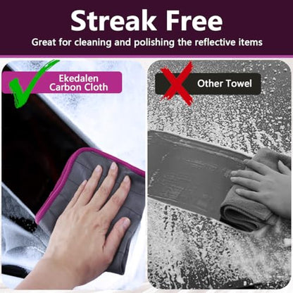 Microfiber Cleaning Cloth Lint Free Glass Cleaner Window Polishing Streak Free Miracle Easy Clean Rag Reusable for Mirror Kitchen Dish Auto Detailing, Pack of 6, 16"x12", Grey-Purple - color: Grey-purple, 12 X 16 Inch