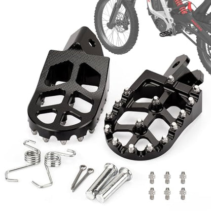 XINGWU Dirt Bike Foot Pegs for Surron Light Bee X/S E-Ride Pro SS/SR/S Talaria Sting MX3/R MX4 Segway X160/X260 CRF150F 230F 250F Electric Dirt Bike Foot Peg Rests (Black) - color: Black