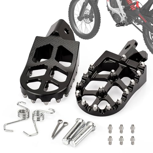 XINGWU Dirt Bike Foot Pegs for Surron Light Bee X/S E-Ride Pro SS/SR/S Talaria Sting MX3/R MX4 Segway X160/X260 CRF150F 230F 250F Electric Dirt Bike Foot Peg Rests (Black) - color: Black