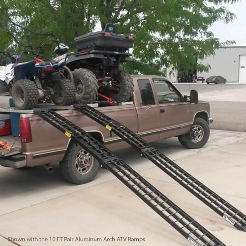 Titan Ramps 9' Portable ATV Ramps 1200 lb Capacity Aluminum Loading Ramps for Pickup Trucks Foldable, Lightweight with Serrated Crossbars - size: 9 ft, 2 packs