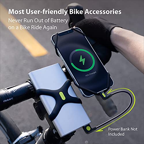 Bone Bike Phone Charger Kit, Bike Power Bank Mount with Strap, Scratch-Free Silicone Strap Holder Compatible Most Portable Chargers - style: Charger Mount + Strap