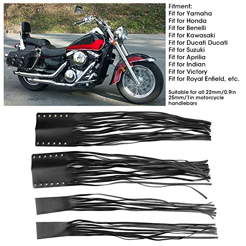 Qiilu Motorcycle Clutch Tassels, Universal Hand Grips Tassel Fringe Wrap Cover Motorcycle Brake Clutch Lever Streamer 7/8in 1in Fit for (Black) - color: Black