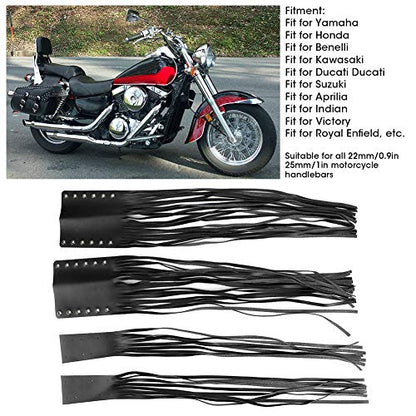 Qiilu Motorcycle Clutch Tassels, Universal Hand Grips Tassel Fringe Wrap Cover Motorcycle Brake Clutch Lever Streamer 7/8in 1in Fit for (Black) - color: Black