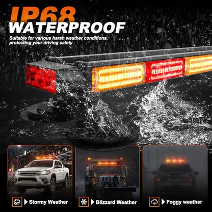 ASPL 26inch 126 LED Emergency Rooftop Strobe Lights Bar w/Controller Double Side Warning Hazard Snow Plow Flashing Light Traffic Advisor Safety Light for Work Trucks Vehicles Tow Pickup(Amber/Red) - color: Amber/Red