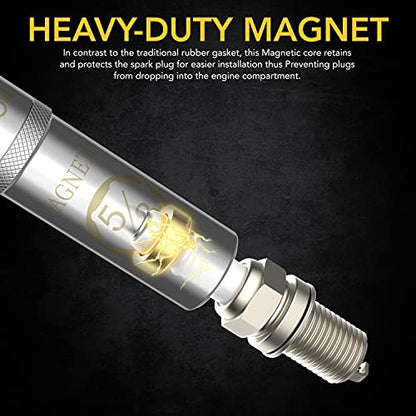 LEXIVON 5/8" Swivel Magnetic Spark Plug Socket, 3/8" Drive x 6" Total Length | Enhanced Magnetic Design with Thin Wall Socket, Cr-v Steel (LX-121) - size: 5/8-Inch x 6-Inch