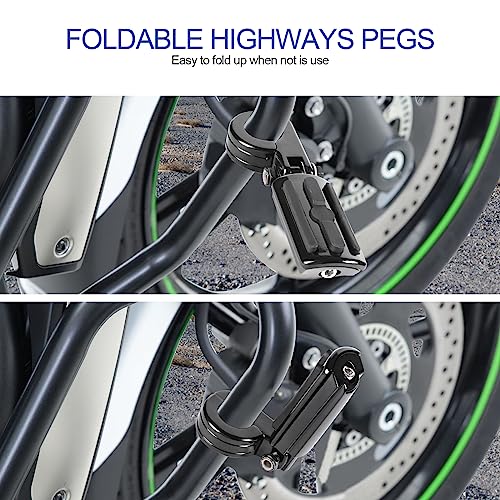 1.25” Engine Guard Foot Rest With P-Clamps Mounts Kits Motorcycle Highway Foot Pegs For Harley Touring Road King Street Softail Dyna Sportster Kawasaki Suzuki Yamaha (Black 5) - color: Black Style 4