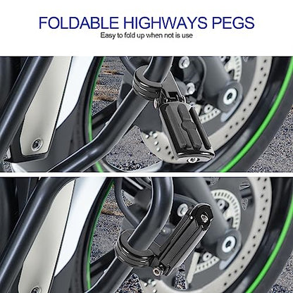 1.25” Engine Guard Foot Rest With P-Clamps Mounts Kits Motorcycle Highway Foot Pegs For Harley Touring Road King Street Softail Dyna Sportster Kawasaki Suzuki Yamaha (Black 5) - color: Black Style 4