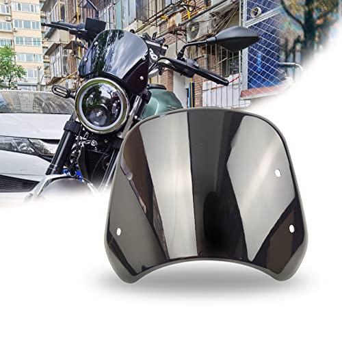 Universal Motorcycle Windshield Wind Deflector Windscreen Front Flyscreen with Mount for Motorbike 5"-7" LED Headlight - color: Black