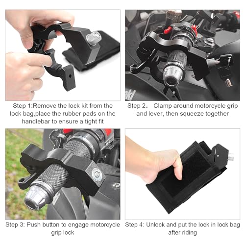 Heavy Duty Anti Theft Helmet, Brake and Handlebar, Universal for Motorcycles, ATVs, Dirt Bikes, Mopeds, Scooters | Dirt Bike, Moped, Scooter, ATV Accessories - color: Black