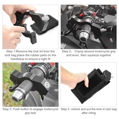 Heavy Duty Anti Theft Helmet, Brake and Handlebar, Universal for Motorcycles, ATVs, Dirt Bikes, Mopeds, Scooters | Dirt Bike, Moped, Scooter, ATV Accessories - color: Black