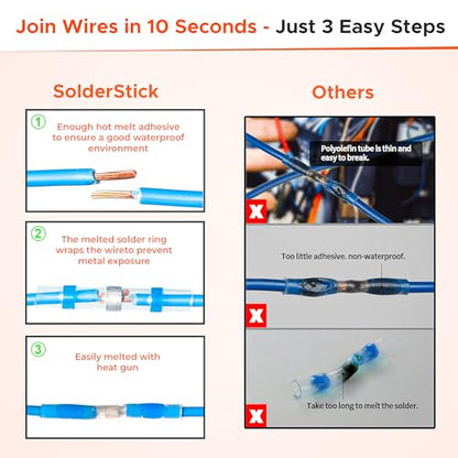 Waterproof Solder Seal Wire Connectors Kit, Electrical Insulated Wire Splice Heat Shrink Wire Connectors with 4 Gauges - 12-10, 16-14, 22-18, 26-24 AWG (250)