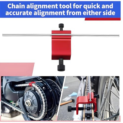 ATV Chain Alignment Tool, Aluminum Motorcycle Sprocket Chain Tensioner Adjustment, UTV Quick Accurate Alignment Tool Accessories, Universal for Dirt Bike Snowmobile Scooter (Red) - color: Red