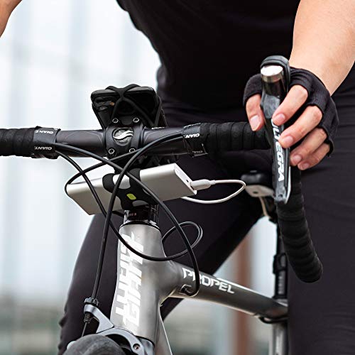 BONE Power Strap, Bicycle Power Bank Mount for Bike Tie Series, Scratch-Free Silicone Strap with Anti-Slip X-Shaped Design, Quick Setup Holder Compatible with Most Portable Chargers - style: Charger Mount