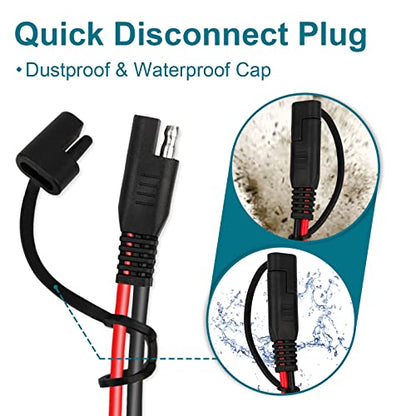 5PCS SAE Extension Cable, 16AWG SAE Battery Connector, Ring Terminal Harness Accessory Cable for Motorcycle Solar Panel RV - size: 16AWG-5PCS