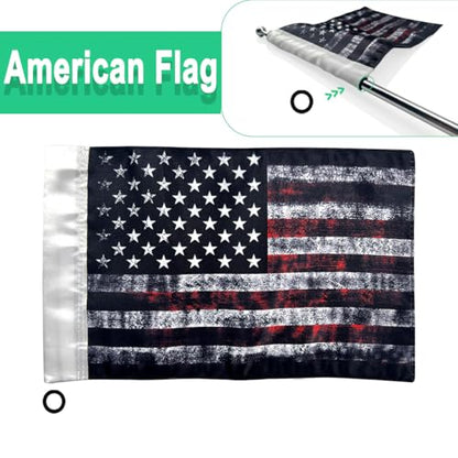 Motorcycle Flag 6x9,Motorcycle American Flag,Double Sided Double Stitched,Black - color: black