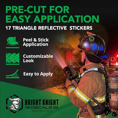 BRIGHT KNIGHT DECALS Reflective Stickers, 17pc Triangle Kit, Reflective Tape Outdoor Waterproof Motorcycle Helmet Stickers for Bikes, Scooters, and Hard Hats, Night Safety High Visibility - color: Blue