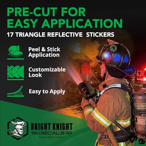BRIGHT KNIGHT DECALS Reflective Stickers, 17pc Triangle Kit, Reflective Tape Outdoor Waterproof Motorcycle Helmet Stickers for Bikes, Scooters, and Hard Hats, Night Safety High Visibility - color: Blue