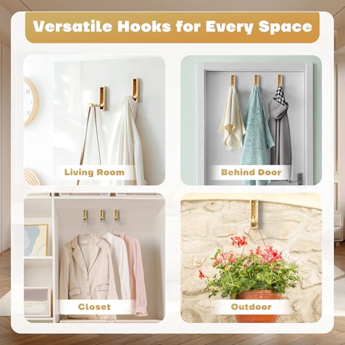 Folding Coat Hooks, 4Pcs Foldable Heavy Duty Wall Hooks Zinc Alloy No Rust Fold Up Hooks for Coat, Towel, Key, Hat, Bag, Jacket, Backpack. (Gold) - color: Gold, size: 4