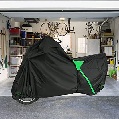 XYZCTEM Premium Motorcycle Cover Waterproof All Weather Weatherproof UV Sun Protection Snow Dust Storm High Heat Resistant Durable Lock-Holes & Side Zip & Storage Bag Fits up to 87" Motors