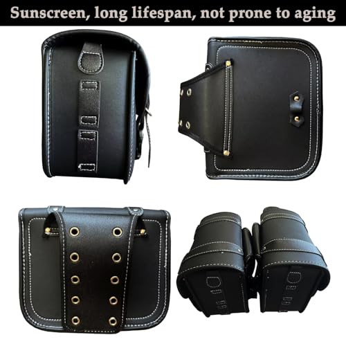 Faux Leather Motorcycle Saddlebags with Lock | fit Softail, Scooter Powersports & Cruisers, Throw Over Saddle Bags for Daily Commute or Long Trips 10.24x4.72x8.66 inches - size: Small Without Cup Bag