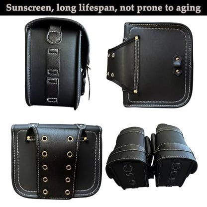 Faux Leather Motorcycle Saddlebags with Lock | fit Softail, Scooter Powersports & Cruisers, Throw Over Saddle Bags for Daily Commute or Long Trips 10.24x4.72x8.66 inches - size: Small Without Cup Bag