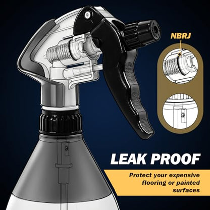 360° Trigger Heavy Duty Sprayer Bottle- Acid and Chemical Resistant, Leak Free,Industrial Adjustable Nozzle, Low-Fatigue Nozzle,Perfect for Automotive Detailing and Cleaning(17.6OZ)