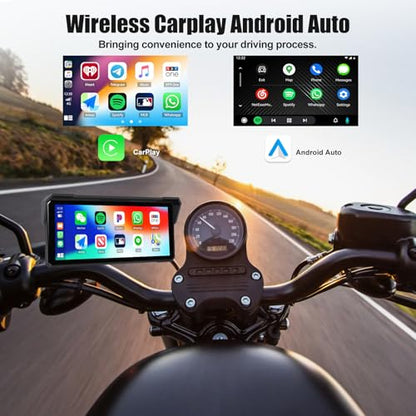 Motorcycle GPS Navigation System with Wireless Carplay Android Auto 8.1" Moto CarPlay Screen with Dual Bluetooth, Navigation/Siri/G00gle Assistant Waterproof - color: 8.1 inch