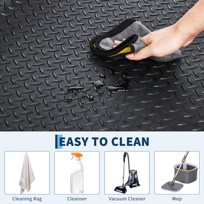 GarveeTech 7.5 x 22 ft Garage Floor Mat, 2.8 mm Thickened Flooring Roll Diamond Plate PVC Rubber Trailer Mat, Non-Slip Floor Protector Mat for Garage, Warehouse, Gyms, Trailer, SUV