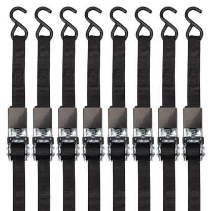 XSTRAP STANDARD Ratchet Straps, 900 LB Break Strength, 8-Pack 10FT Ratchet Tie Down Straps Set for Motorcycle Straps Tie Downs, Appliances, Lawn Equipment, Logistic Cargo Straps for Trucks (Black) - color: Black