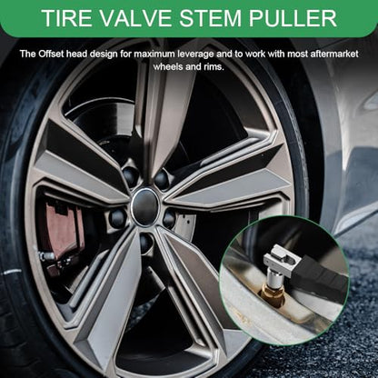 Tire Valve Stem Puller, Valve Stem Removal Tool, No Scratch High Tensile Strength Valves Lever Tool, Automotive Tire Repair Replacement Accessories for Most SUV Motorcycle Truck (Steel) - color: Steel