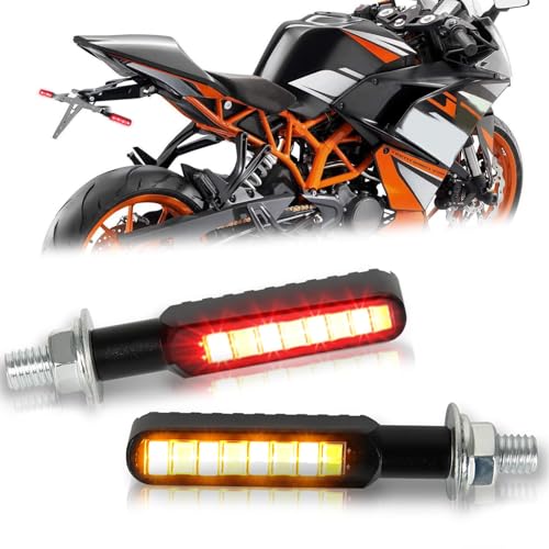 JMTBNO Motorcycle Turn Signals Universal 12V 15 LED Blinkers Indicators Compatible with Honda Yamaha Suzuki Street Sports Bike Dirt Bike Cruiser Scooter Quad Enduro Off Road (Amber-Red) - color: Amber-Red
