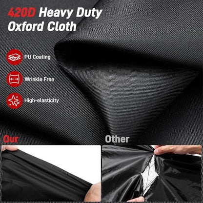 Waterproof Motorcycle Cover 420D Oxford Heavy Duty with Side Top Box Compatible with Harley Davidson Touring Ultra Limited Street Glide Road Glide Electra Glide (116" x 47" x 53") - color: Red
