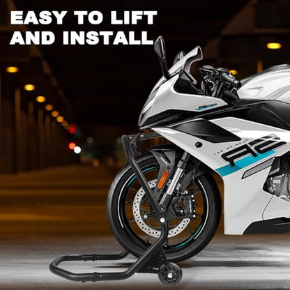 Motorcycle Front Wheel Triple Tree Lift Stand,500Lbs Capacity,Series of pins: 1.06", 0.95", 0.79", 0.7", 0.59", Φ1.5" tube, For Yamaha, Suzuki, Ducati, BMW