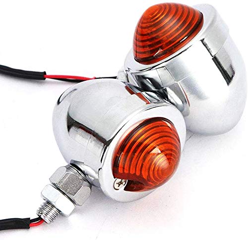 Motorcycle Turn Signals 2pcs Chrome Front Rear Turn Signals 12V with Bullet Shape and Amber Lights Fit Universal Fit for Harley Honda Yamaha Dukati Suzuki - color: Silver/Amber